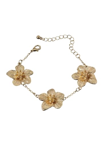 Verdusa Women's Retro Vintage Floral Bracelet Gold Chain Adjustable Cuff Bracelets Accessories