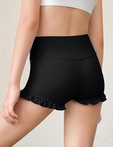 RRHSS Girls Athletic High Waisted Ruffle Shorts - Comfy Yoga Dance Workout Gymnastics Shorts3