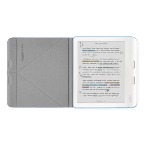 Image of Kobo Libra Colour SleepCover Case | Dusk Blue | Sleep /Wake Technology | Built-in 2-Way Stand | Vegan Leather | Compatible with 7 inch Kobo Libra Colour eReader