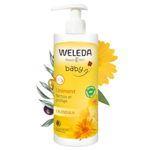 WELEDA Baby - Liniment – Soin Nettoyant Pour Le Change, Liniment Bébé Au Calendula, Huile D’Olive Bio, Nettoie, Prévient Rougeurs Et Apaise Siège...