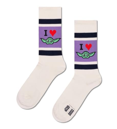 Happy Socks STAR WARS I Heart Grogu Sneaker Baumwolle Socken Damen Herren Weiß 41-46