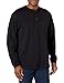 Key Men's Heavyweight 3-Button Long Sleeve Henley Pocket T-Shirt, Black, Large