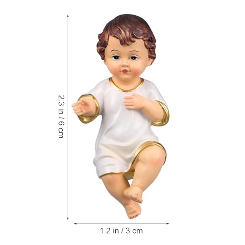 Estatua de bebé Jesús de resina pintada a mano 2.4 pulgadas miniatura 5