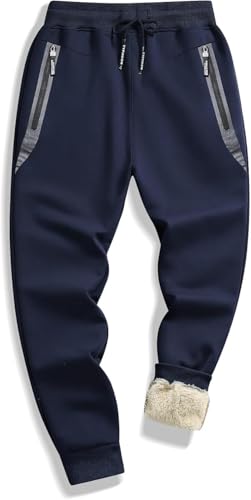 Tansozer Mens Sherpa Fleece Lined Athletic Sweatpants Winter Warm Running Casual Heavyweight Jogger Pants with Zipper Pockets2