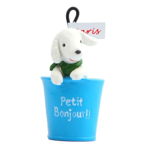 Colcolo Welpenstatue, Gartenstatue, Hundefigur, Ornament, Verzierung, Kunstharz, Mini-Hundestatue, kleine Hundestatue für Bücherregal, Rasen, Garten, Blau