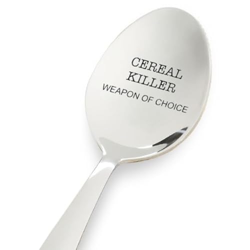 Cereal Killer Coffee Spoons – Stainless Steel Kitchen Utensil, Weapon of Choice Engraved Spoon, Unique Wedding Gift.