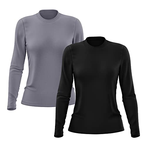 Kit 2 Camisetas Feminina Manga Longa Proteção Solar UV 50 (M, Preto, Cinza)