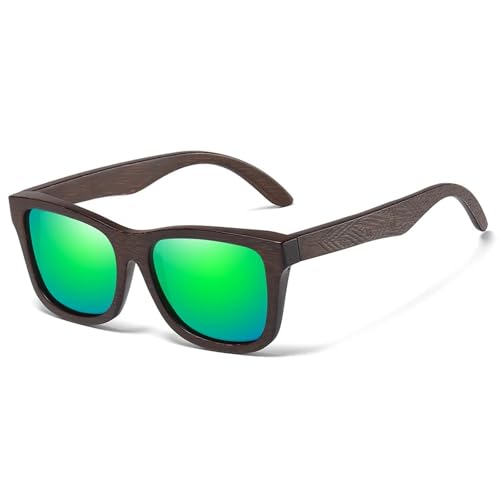 Lunettes de soleil en bois bambou naturel polarisées faites à la main miroir