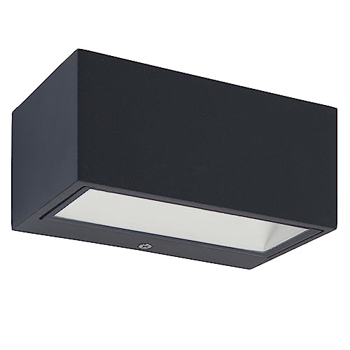 LED Außenwandleuchte GEMINI, moderne Wandlampe aus Aluminium in Anthrazit, Außenlampe,rechteckige Wandleuchte mit Up&Down-Effekt,wetterfeste...