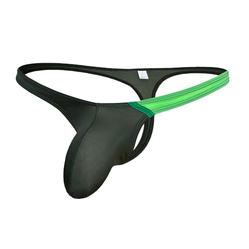 COMLIFE Men's Sexy Low Waist Semi-transparent Ice Silk Panties Fashion Colorblocking Thongs3