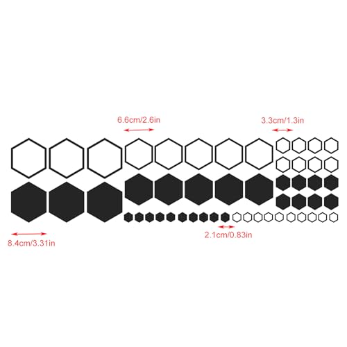 Image of 52 PCS Honeycomb Decals Vinyl Hexagonal Graphics Sticker Car Body Side Exterior Decor Accessories Universal for Car, Truck, SUV, RV (Black)
