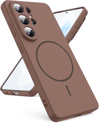 Image of DIZORO Microfiber Candy Case Compatible for Samsung S26 Ultra 5g Magnetic Silicone Case, Compatible with MagSafe Shockproof, Anti-Scratch Soft Non-Slip Full Body Protective Back Cover (Brown)