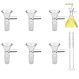 14mm Glass Funnel with Handle – 6 Pack Thick Heat-Resistant Borosilicate Glass Funnels for Kitchen, Lab, DIY Liquid Transfer, Includes Cleaning Brush (6)