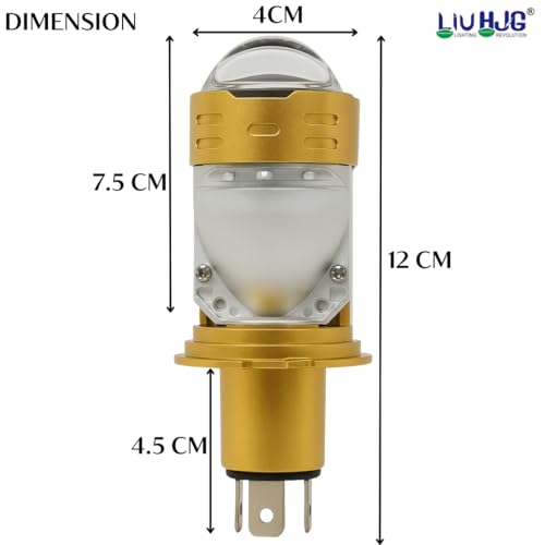 Image of LIU HJG Golden H4 Projector LED Headlight Bulb 50W | High Brightness for Bike & Car