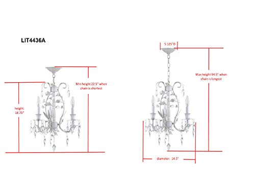 SAFAVIEH Lighting Collection Jasper Shabby Chic Farmhouse White/ Crystal 15-inch Diameter 3-light Adjustable Hanging Chandelier Light Fixture (LED Bulbs Included), White - Image 5