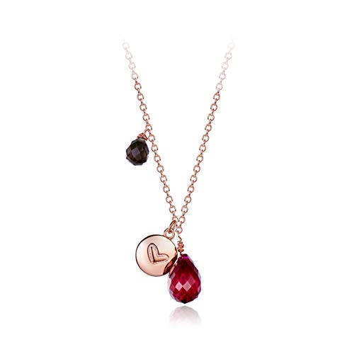 Chaîne en argent pour femmes collier pendentif cœur rubis rouge 47CM