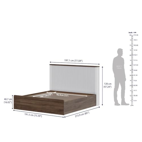 Image of Wakefit Bed | 3 Yr Warranty | King Size Bed, Comes with Storage Box, Noise Free, Density: 680-750 kg /m, Termite & Borer Resistant, Fits Mattresses Up to 8 Inches (Nix 78 x 72 - Columbian Walnut)