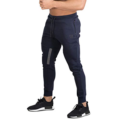 ZENWILL Mens Tapered Workout Running Pants,Gym Jogger Training Sweatpants Slim Fit with Zip Pockets