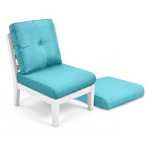Image of Outdoor Chair Cushions-Patio Chair Cushions Set of 2 with Removable Cover 22 X 24 Inch Outdoor Cushions for Patio Furniture Chair Sofa Couch-Turquoise