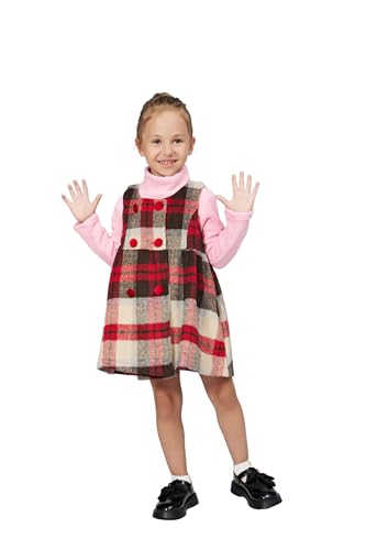 Mud Kingdom Little Girls Sleeveless Dress Plaid Faux Wool Holiday Merry Christmas Loose Fit Cute Bow3