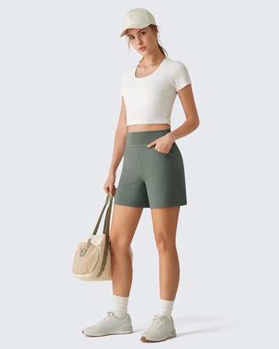 Image of G4Free EverGoing Women's Casual Shorts High Waisted 4'' / 5'' Comfy Shorts with Pockets for Yoga Workout Lounge