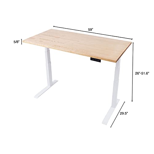 Image of Stand Up Desk Store Solid Wood Top Electric Adjustable Height Standing Desk with Programmable Memory (White Frame /Natural Birch Top, 60 inch Wide)