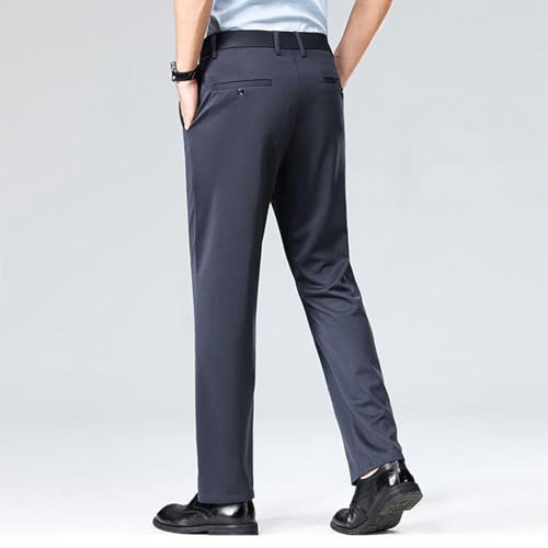 Mens Dress Pants Regular Fit Business Casual Button Waist Suit Pants Stretchy Straight Fit Golf Pants with Pockets4