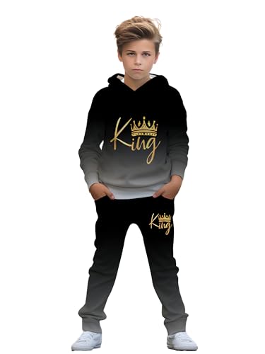 Image of boys' clothing sets, 2-Piece Hoodie & Pants Outfits for Boys Size 4-14 | Lightweight Non-Fleece Fall & Spring Clothing Sets