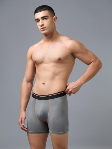Image of TECHNOSPORT Men's Colorblock Trunks Underwear with ElastoLITE 4 Way Stretch Lightweight Breathable Moisture Wicking Soft Anti Odour Anti Microbial Comfort Fit Boxer Briefs Innerwear for Men