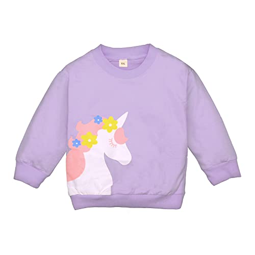 Image of Bold N Elegant Kid's Full Sleeve Unicorn Print Prewinter Cotton Round Neck Sweatshirt Pullover Tee For Infant Toddler Baby Girl's Kids
