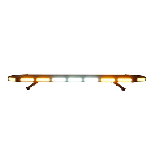 Dfmyhked 47" Dual-Color Low Profile Roof Top Strobe Lights Bar,108-LED Extreme Visibility Warning System with 15 Flash Modes, for All Engineering, Safety Warning Vehicles