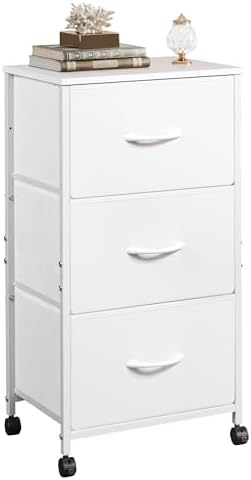 WLIVE Dresser with 3 Drawers, Fabric Nightstand, Cabinet with Whe...