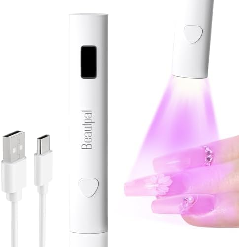 BEAUTPAL Handheld UV Light for Nails Cordless Mini Nail Dryer Flexible Gooseneck LED Light with LCD Screen Rechargeable USB Gel Nail Lamp Fast Curing for Home DIY Manicure