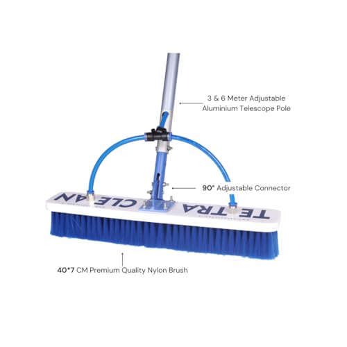 Image of TetraClean 3M Solar Panel Cleaning Kit with Water-Fed Telescopic Pole & Nylon Brush I Solar Brush 90 Adjustable Rotation Water Control