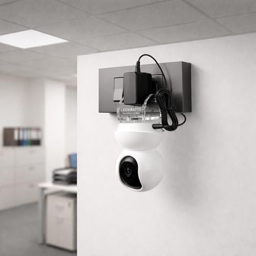 Image of Smart Security Camera Mount with Plug Holder, No Drill Wall Outlet Mount Stand for Indoor CCTV Cameras, Cable Management, Secure Plug-in Holder for Home, Office & Entryway