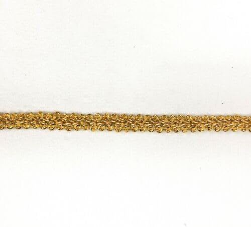 Metallic Gimp Vintage Antique Sequins Trim Sold by 10 Yards Gold Fabric