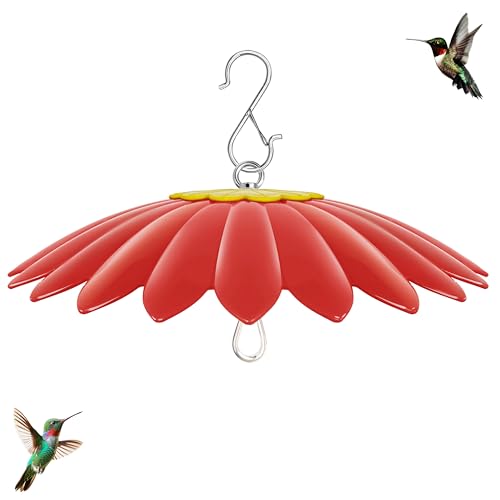 10.5 inch Hummingbird Feeder Shade Dome Cover Rain Guard Weather Guard for Bird Feeder Umbrella Cover for Bird House for Outdoor Squirrel Baffle Flower Design(Red).