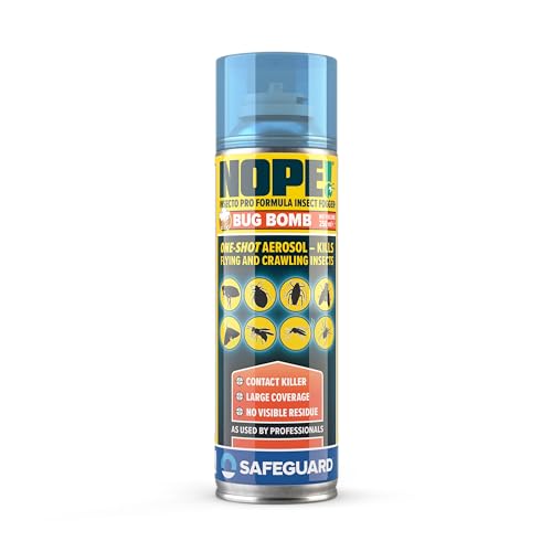 NOPE! Flea Bomb for the Home (250 ml) | Large One-Shot Bed Bug Moth Carpet Beetle Fly Mosquito and General Bug and Insect Killer Fogger | Fire-Free Smoke Bomb for Easy Effective Treatment |