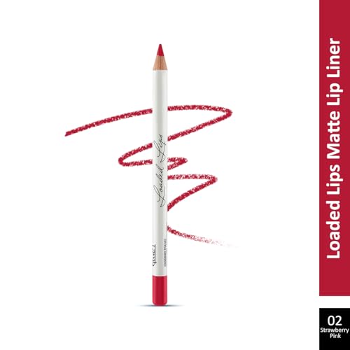 Image of Glam21 Loaded Lips Matte Lip Liner For Clean Contoured Lip | Creamy, Easy Slide Formula | Renders Perfect Pout & Long-Lasting | Waterproof | Transfer-Proof Matte Finish | One-Stroke Color Application | Non-Drying | Shade - 02 Strawberry Pink