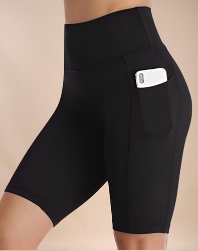 Image of High Waist Sports Activewear Shorts for Women and Girls Ideal for Gym and Yoga or Cycling with Side Pocket, Stretchable, Flexible, Slim Fit