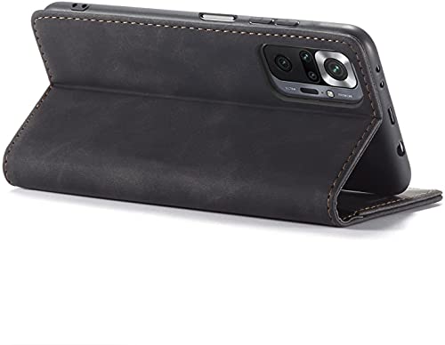 Image of Excelsior Premium Leather Wallet flip Cover case with | Card and Cash Slot | 360 Full Body Protection | Inner TPU case for Xiaomi Redmi Note 10 Pro Max | 10 Pro (Black)