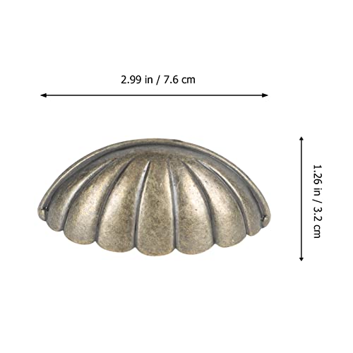 6Pcs Vintage Semi-Circular Shell Shape Drawer Knobs Cabinet Handles for Home Decor Retro Bronze Knobs for Easy Installation and Stylish Decor - Image 4