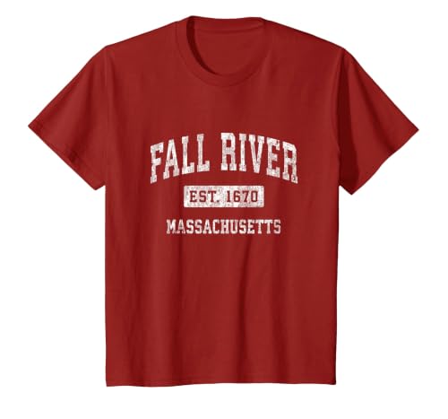 Fall River Massachusetts MA Vintage Established Sports T-Shirt, Youth, Cranberry Red, 2T