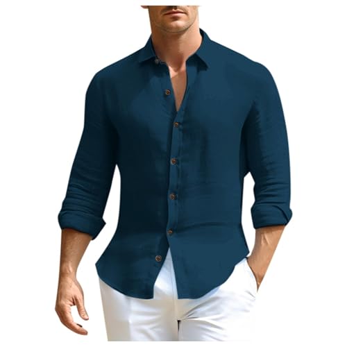 Camisas Manga Larga Hombre Camisas Estampadas Hombre Original Manga Larga Camisa Blancas Hombre Baratas Manga Larga - Armada,S