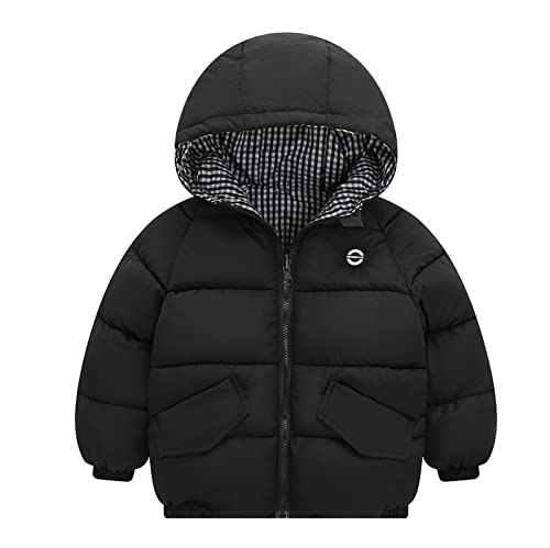 Toddler Baby Hooded Down Jacket Boy Girl Thicken Warm Winter Coat Outerwear Plaid Coats Padded Outwear