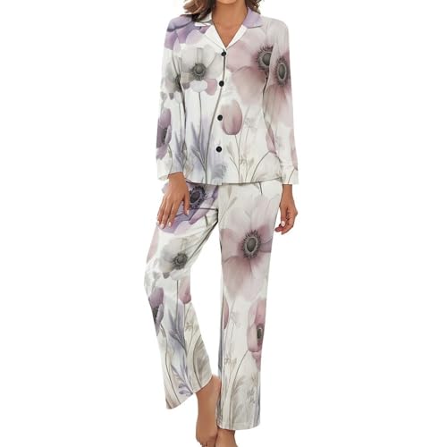 Pyjama femme ouvert devant pour enfilage facile et nuits sereines en fleurs