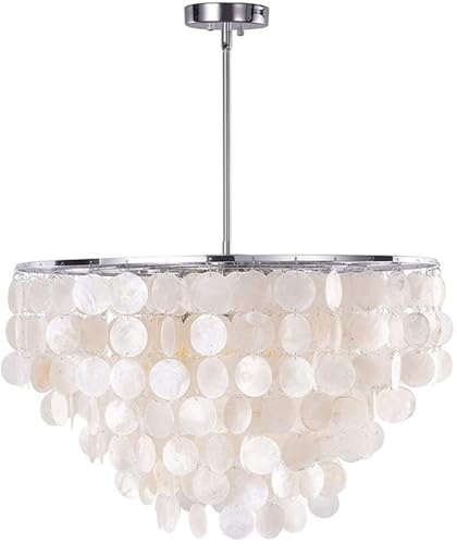 Lustre 3 lumières E27 style nordique en coquillage et métal 40 cm