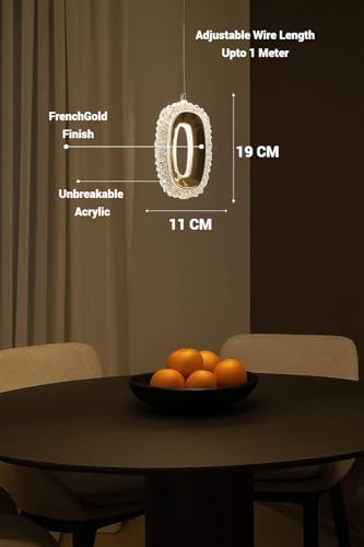 Image of FILLISKA 3 in1 Colour Changing LED Luxurious Hanging /Pendant Light (FrenchGold-MX8116)
