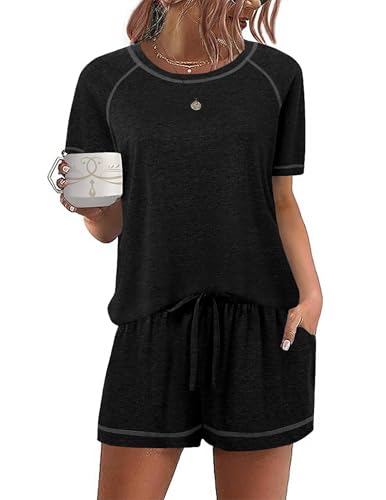 Ekouaer Womens Pajama Sets Short Sleeve Tops and Shorts Lounge Set 2 Piece Soft Pjs Sleepwear