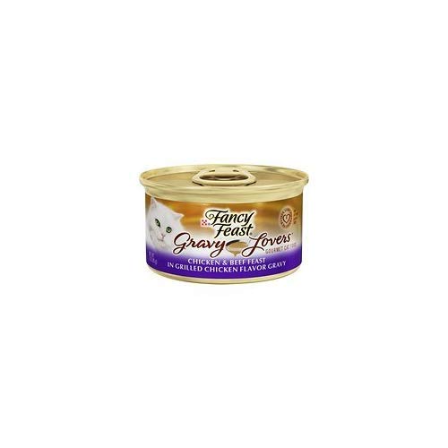 Fancy Feast Gravy Lovers Chicken & Beef Feast in Grilled Chicken Flavor Gravy Cat Food, 3 oz, 12 Cans